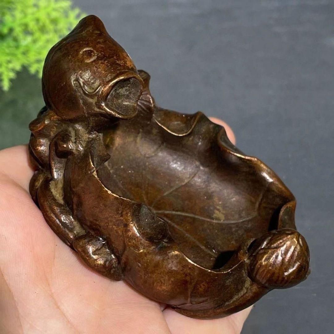 銅製 ハスの葉筆洗 書道具 文房具 灰皿 装飾品 工芸品 置物 - メルカリ