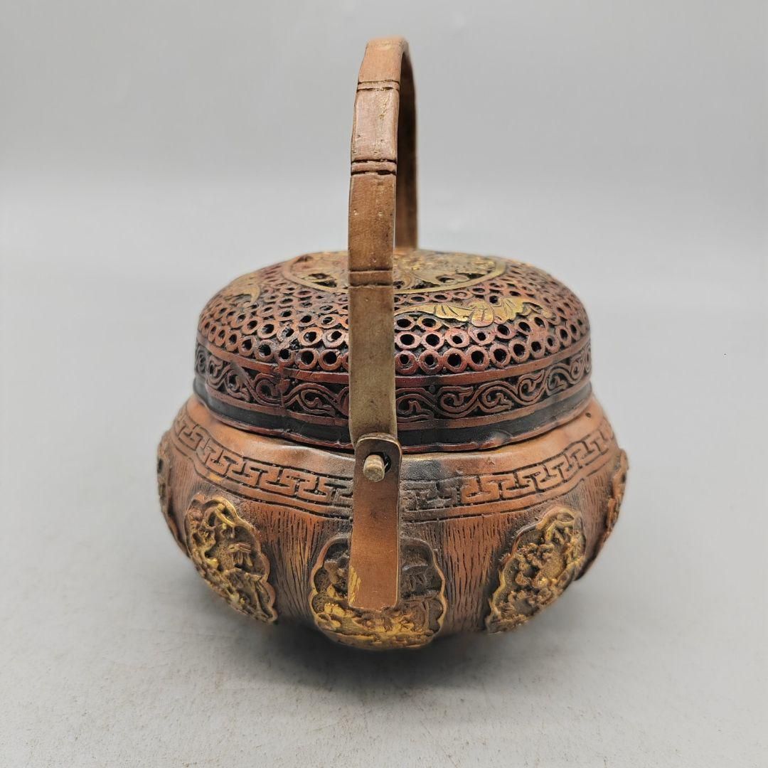 銅製 提梁暖手炉 八宝手炉 香炉 香道具 店舗 室内 装飾品 工芸品 置物 銅製 提梁暖手炉 八宝手炉 香炉 香道具 店舗 室内 装飾品 工芸品 置物