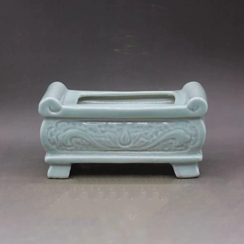 宋汝磁器両耳香炉 仏具 景徳鎮 陶磁器 装飾品 現代工芸品