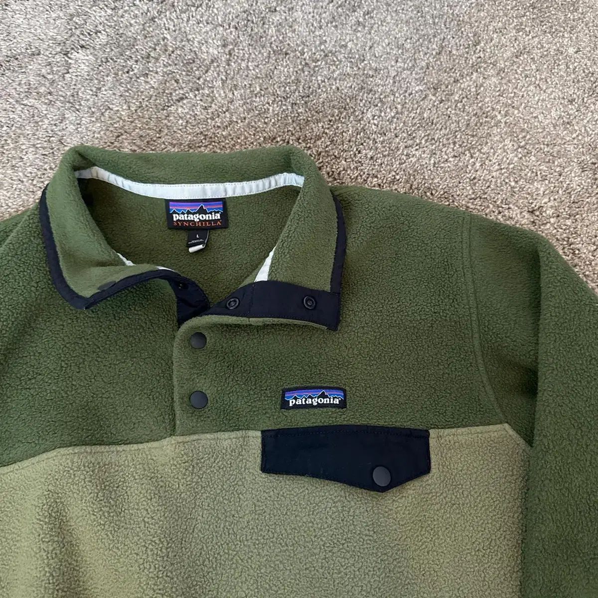 15 FW パタゴニア Classic Synchilla スナップT フリース プルオーバー オリーブ セージ