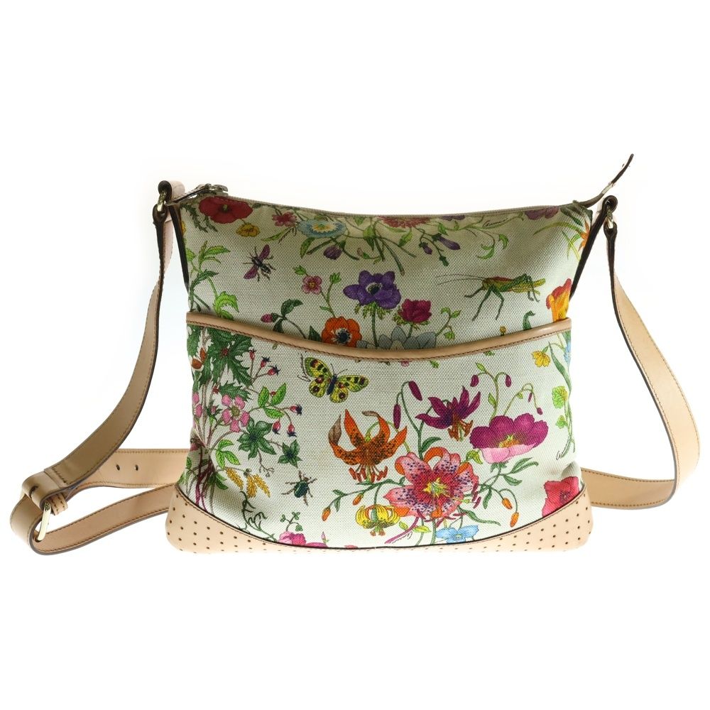 GUCCI (グッチ) フローラ フラワー柄プリント パンチングレザー GUCCI (グッチ) フローラ フラワー柄プリント パンチングレザー