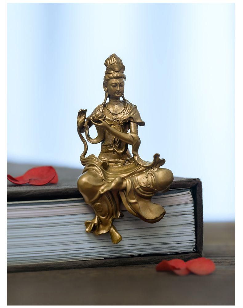 仏教美術 仏像 持蓮自在観音仏像神像 観世音菩薩像 銅製 工芸品 - メルカリ