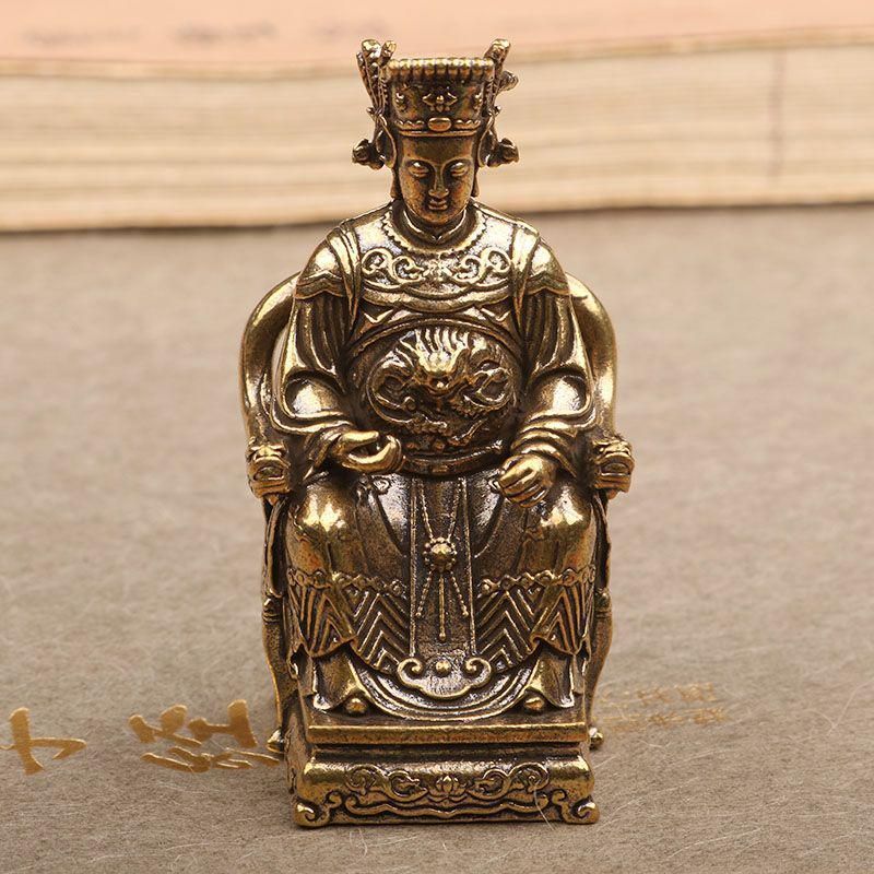 仏像　銅製 銅製 仏像 2個 青銅製仏像☆音声菩薩像 漆古色仕上 高さ：