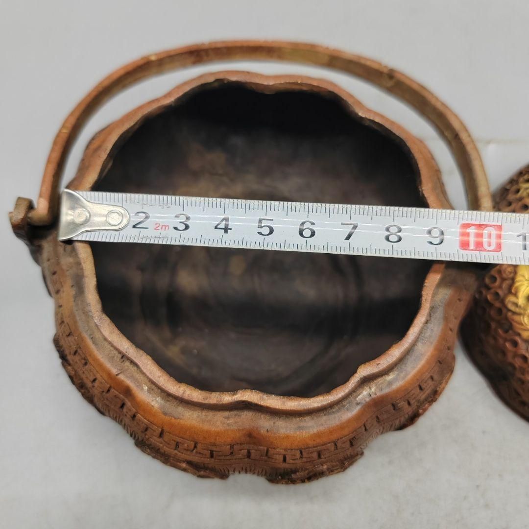 銅製 提梁暖手炉 八宝手炉 香炉 香道具 店舗 室内 装飾品 工芸品 置物