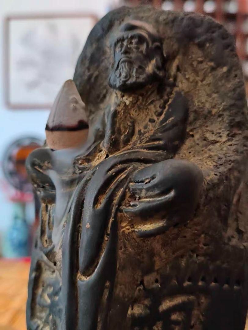 KAITO仏教美術 古銅 達磨像 仏像 頭俑 台座付 V 7785A KAITO仏教美術