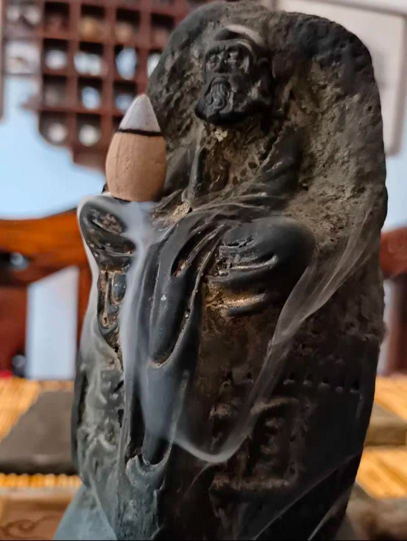 石像 石仏 達磨仏像 案頭 文房 置物 茶道茶台 香挿し 装飾品 工芸品
