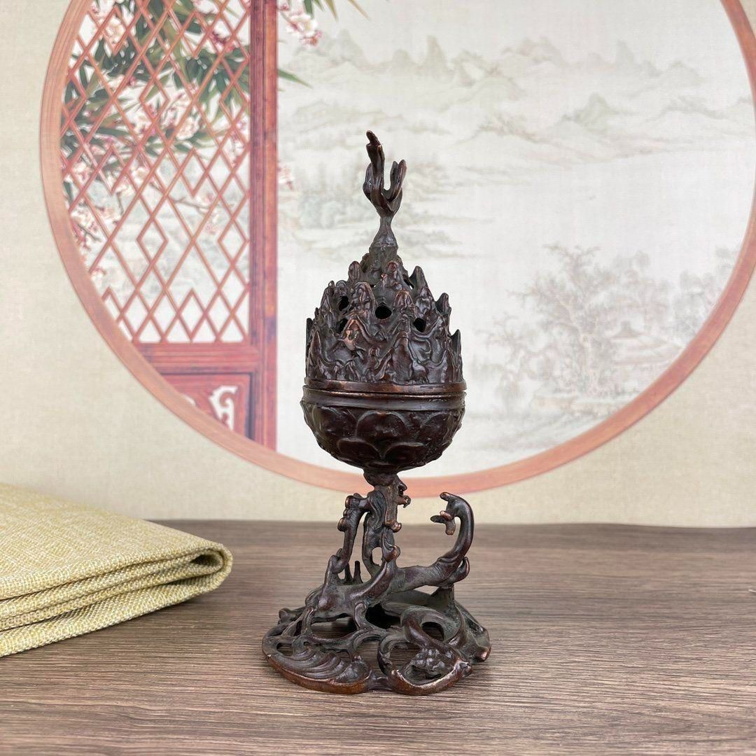銅器 香炉 朱雀博山炉 茶室 書斎 香り炉 装飾品 工芸品 置物 - メルカリ