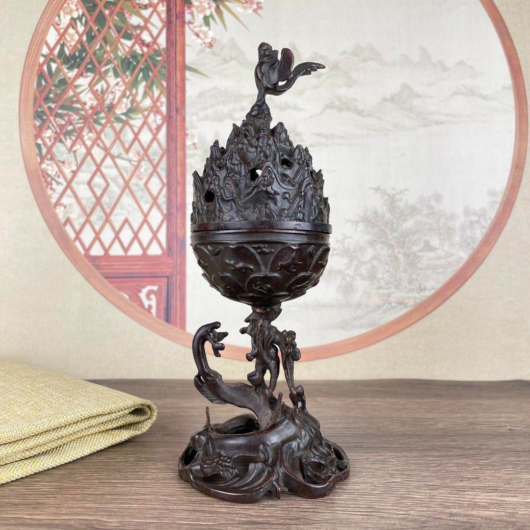 銅器 香炉 朱雀博山炉 茶室 書斎 香り炉 装飾品 工芸品 置物 - メルカリ