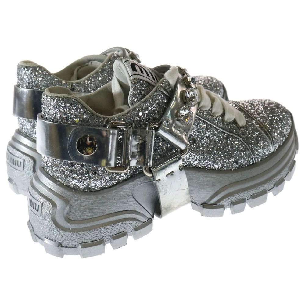 miumiu (ミュウミュウ) ラメグリッター ビジュー装飾 ハーネス レザー