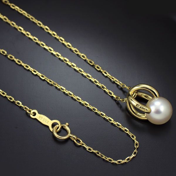 ミキモト ペンダントネックレス　アコヤパール K18YG アコヤ真珠 ミキモト K18YG アコヤ真珠 ダイヤモンド ペンダントトップ 径約5.2