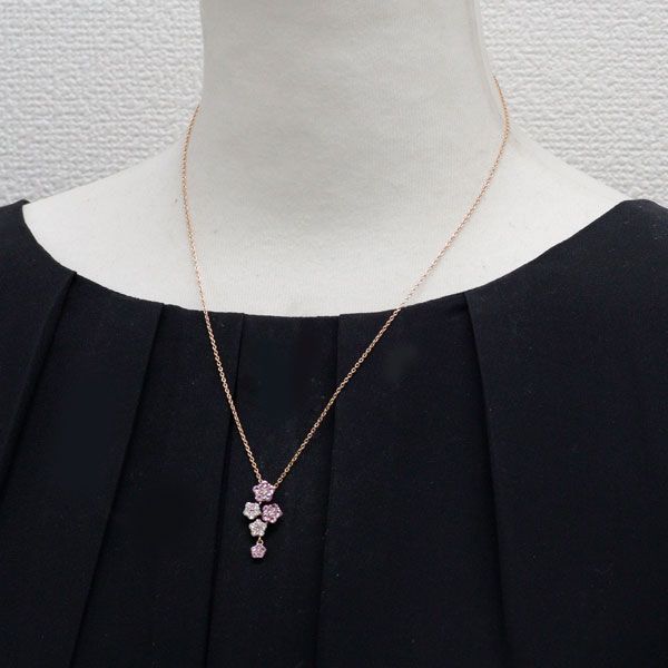 K18PG ピンクサファイア ダイヤモンド ペンダントネックレス 0.60ct D0