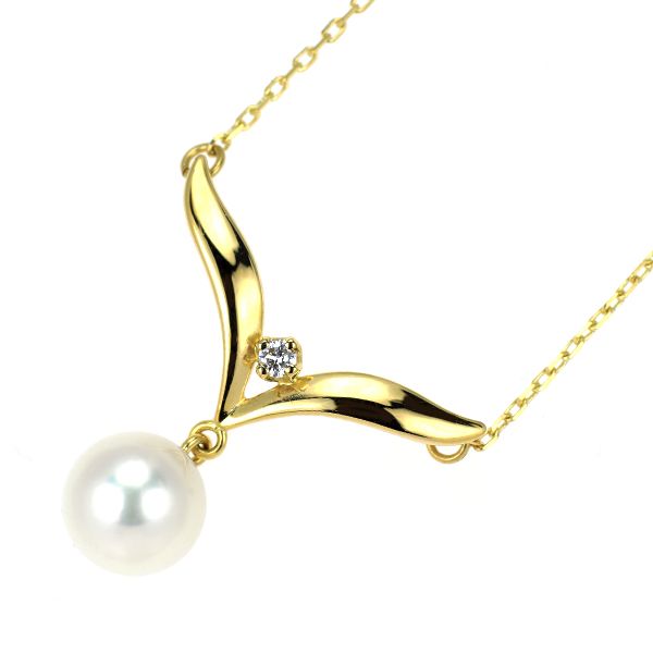 ミキモト　アコヤ真珠ダイヤモンドペンダント 【週末セ-ル】 ミキモト K18YG アコヤ 真珠 ダイヤモンド ペンダントネックレス 径約