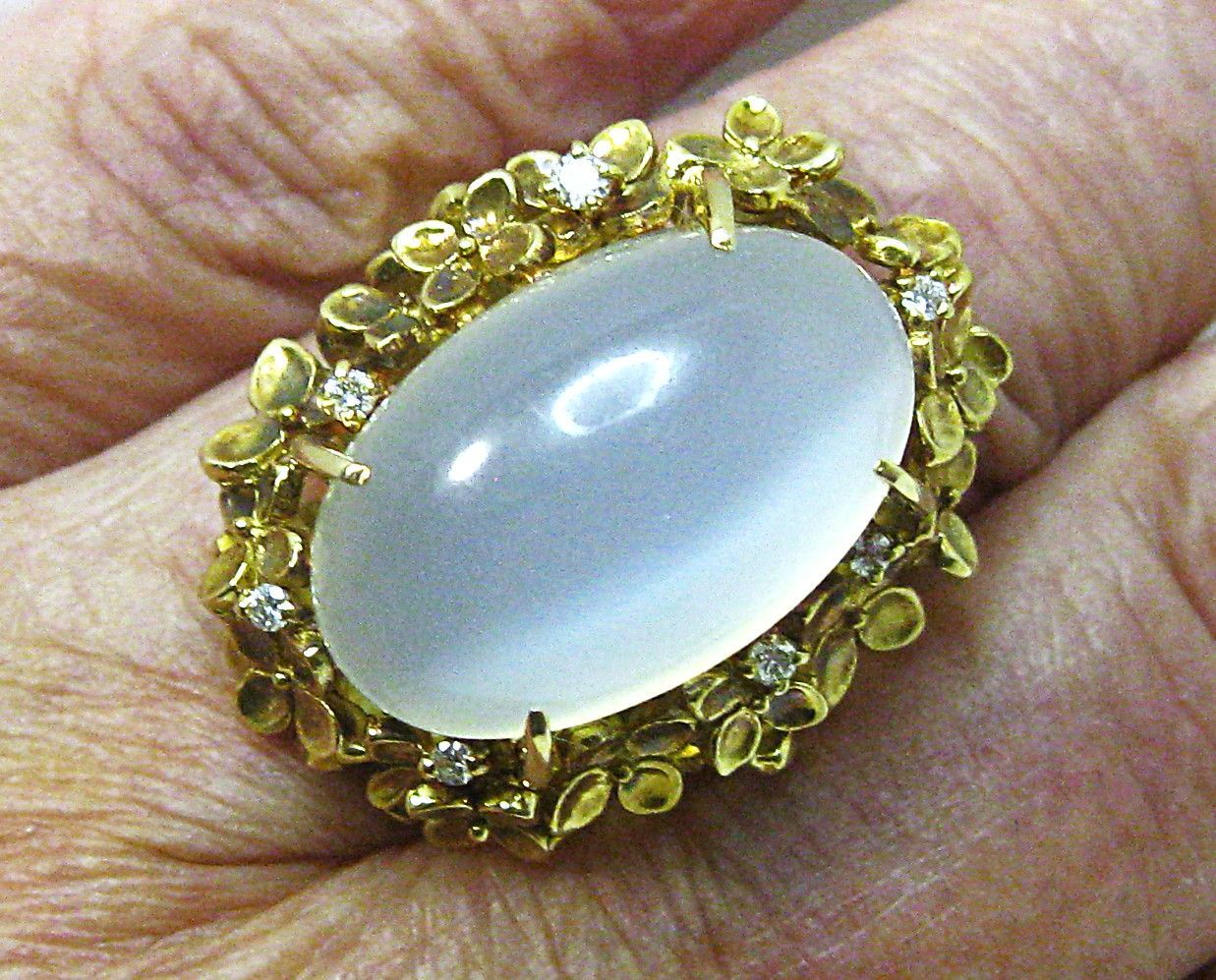 極美品K18 18金リング指輪 ムンストーン19.32ctダイヤ7ヶ0.12ct - メルカリ