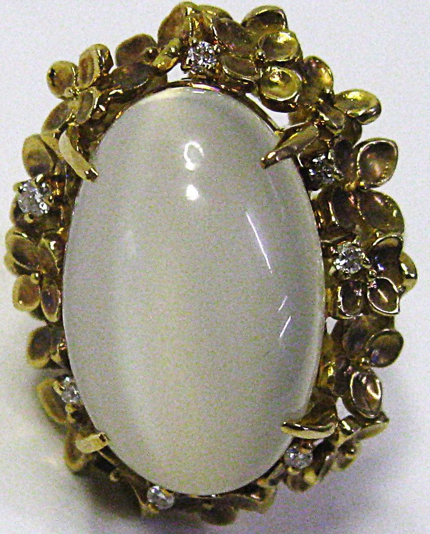 極美品K18 18金リング指輪 ムンストーン19.32ctダイヤ7ヶ0.12ct - メルカリ
