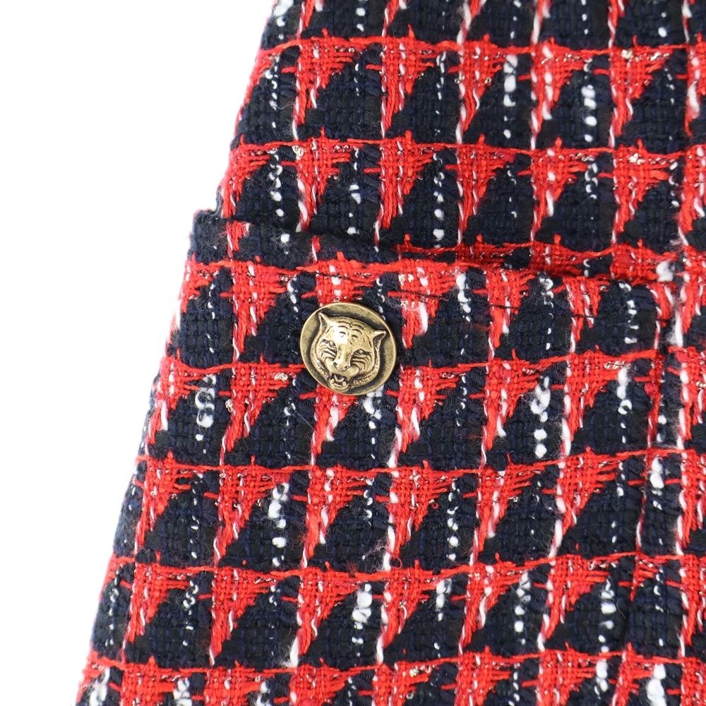 GUCCI (グッチ) タイガーボタン 総柄ジャガード タックデザイン  