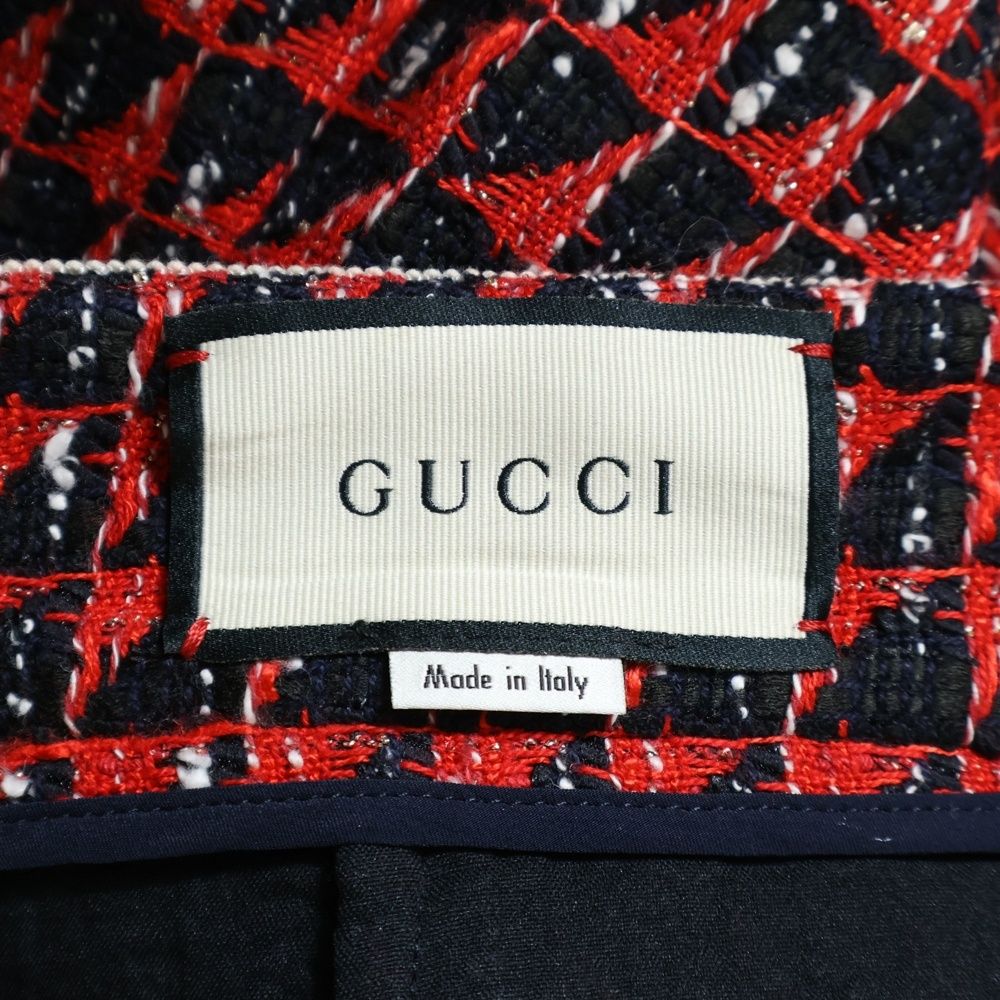 GUCCI (グッチ) タイガーボタン 総柄ジャガード タックデザイン  