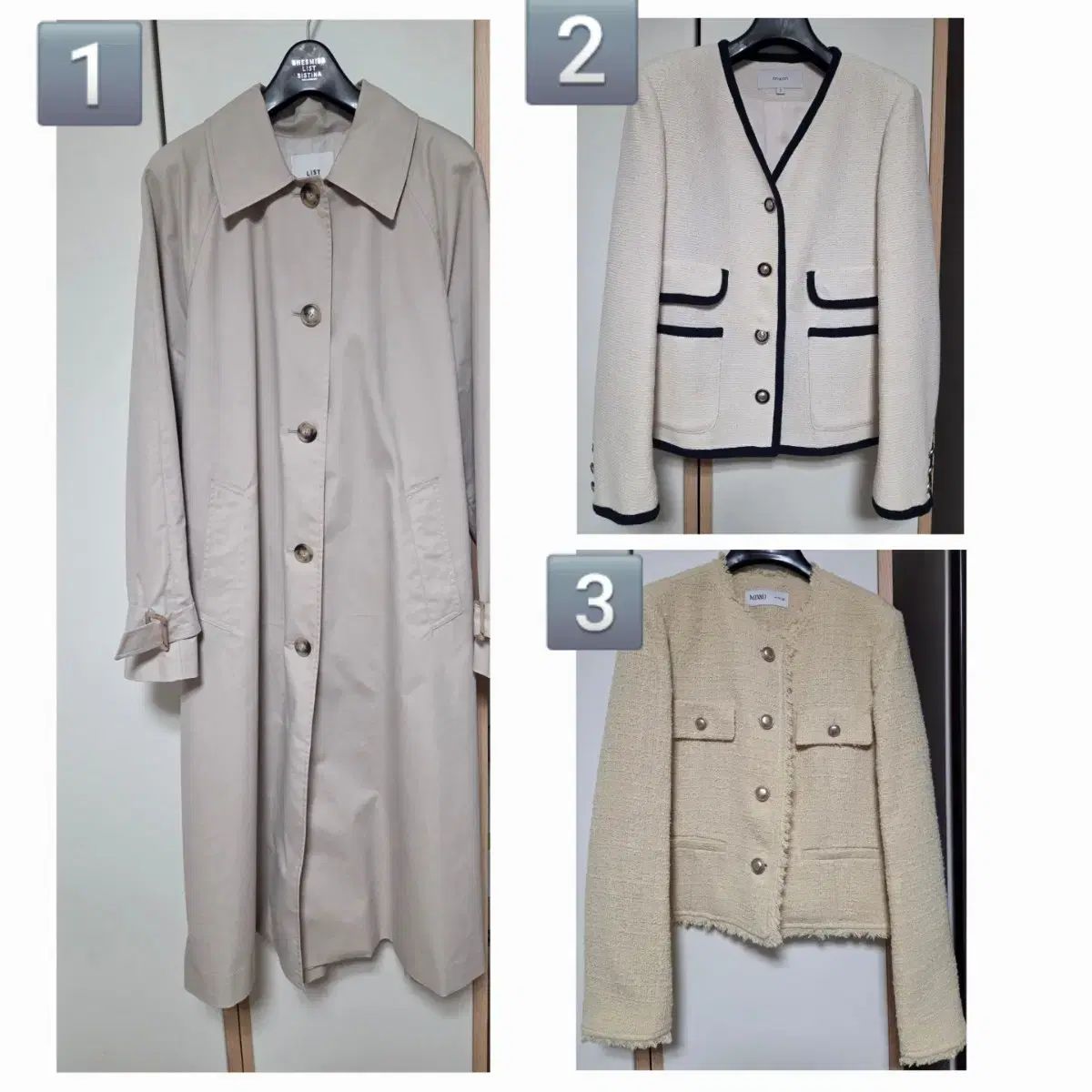 オンアンドオン ツイードジャケット ミッソ ツイード ジャケット リスト トレンチコート 66 77 M