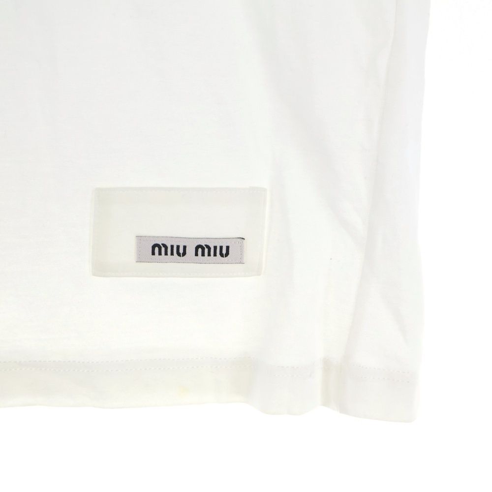 miumiu (ミュウミュウ) ロゴパッチ 襟ラインストーン装飾S/Sカットソー