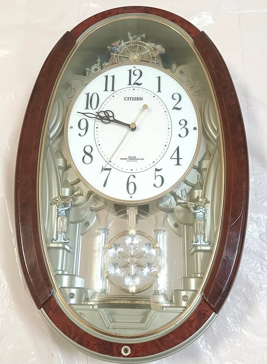 シチズン 電波時計 メロディ時計 掛時計 18曲 振り子時計 からくり時計