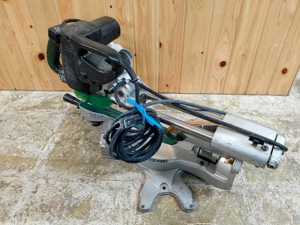 HiKOKI 日立工機 190㎜卓上スライド丸のこ C7FSH2 動作 済み ライト点きません ベース部分割れあり