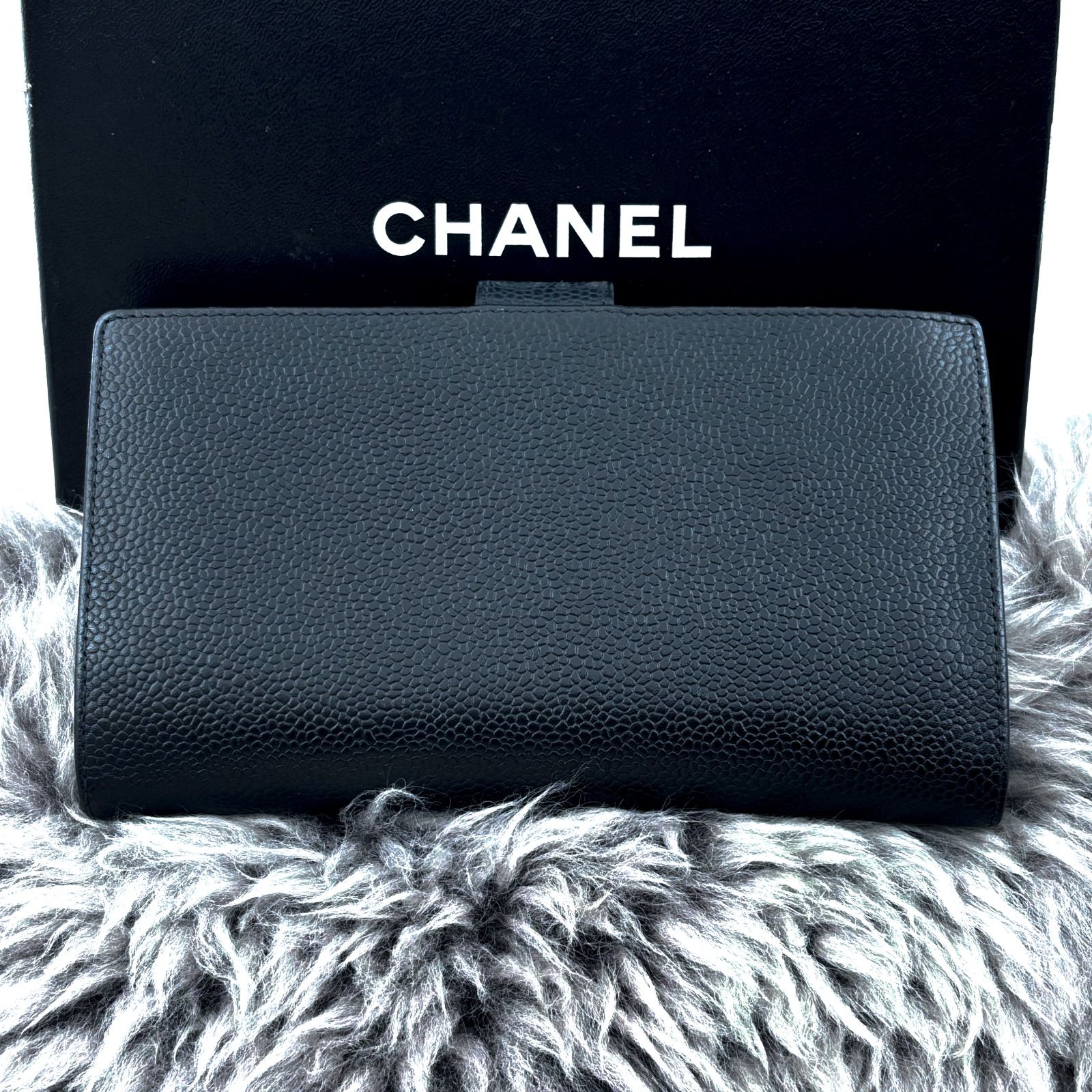 極美品✨】シャネル 長財布 ココステッチ キャビアスキン がま口