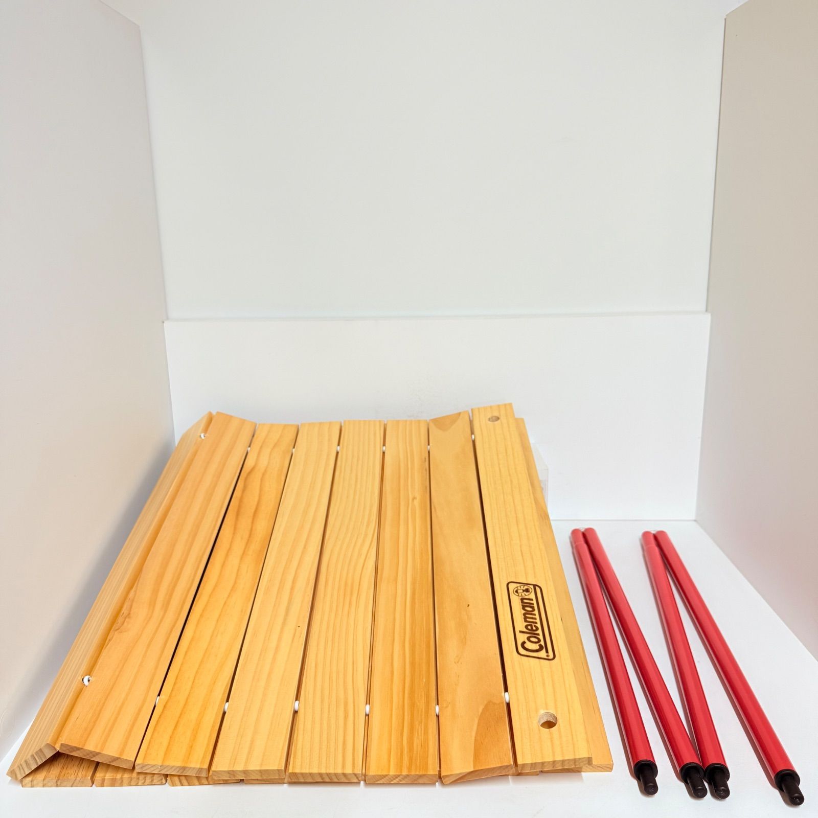 1回のみの使用 コールマン ウッドロールテーブル アウトドアワゴン対応 1回使用のみ 収納ケース付