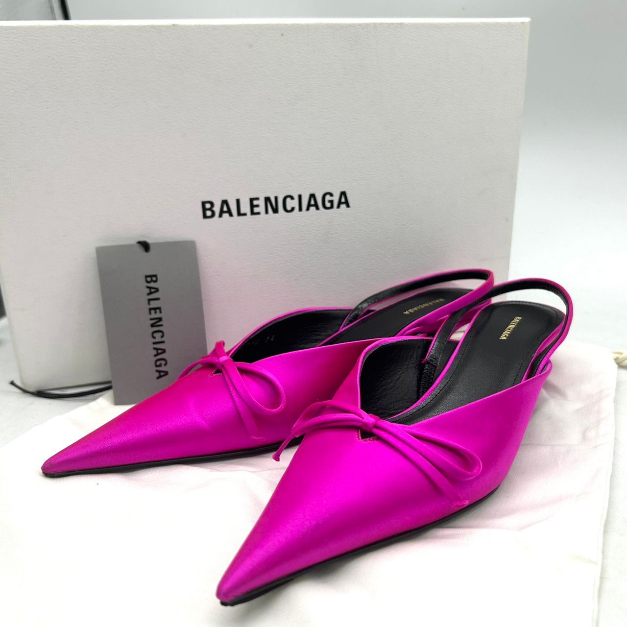 未使用】バレンシアガ ナイフ リボン パンプス ミュール バック