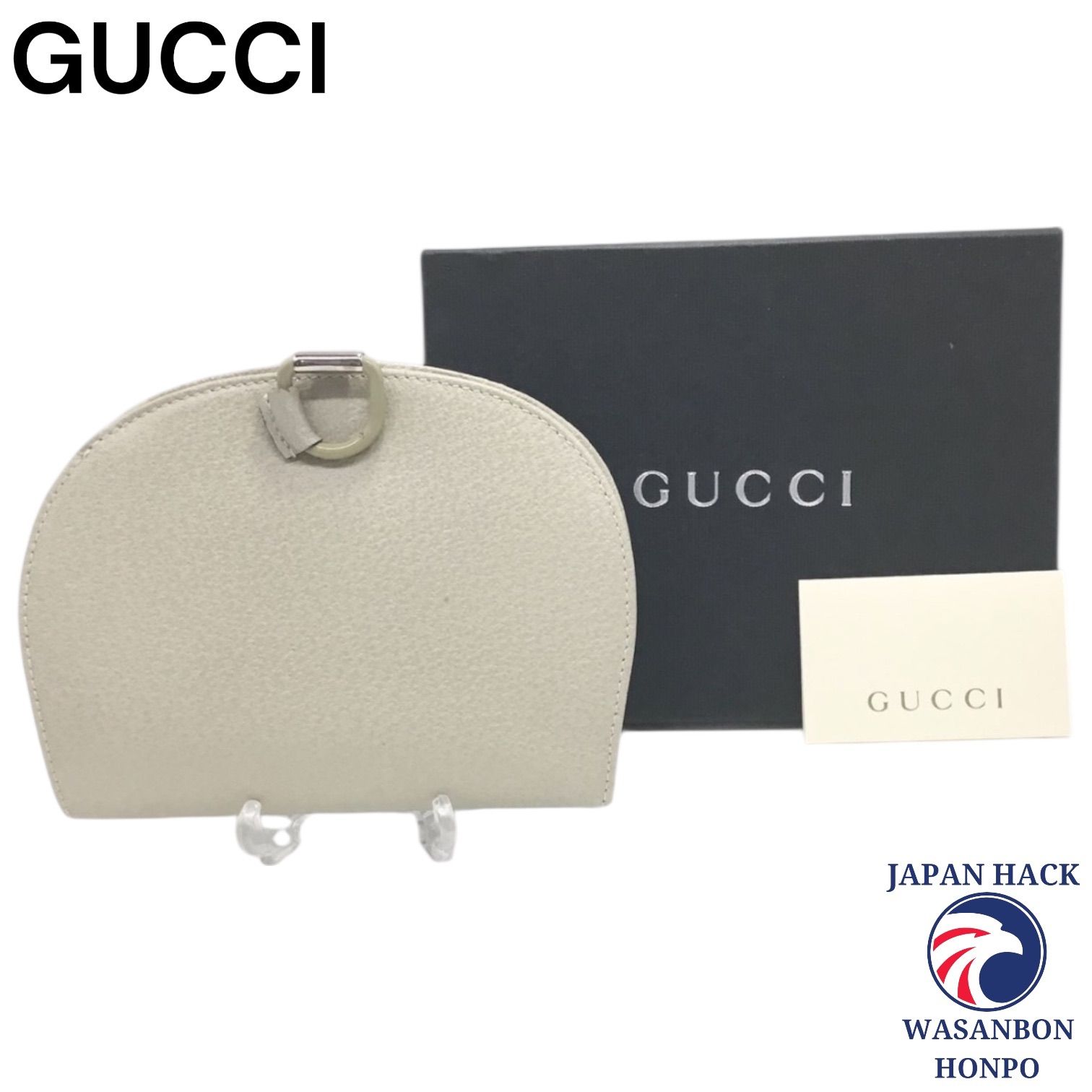 グッチ GUCCI ヴィンテージ レザー 折り財布 コインケース アイボリー き