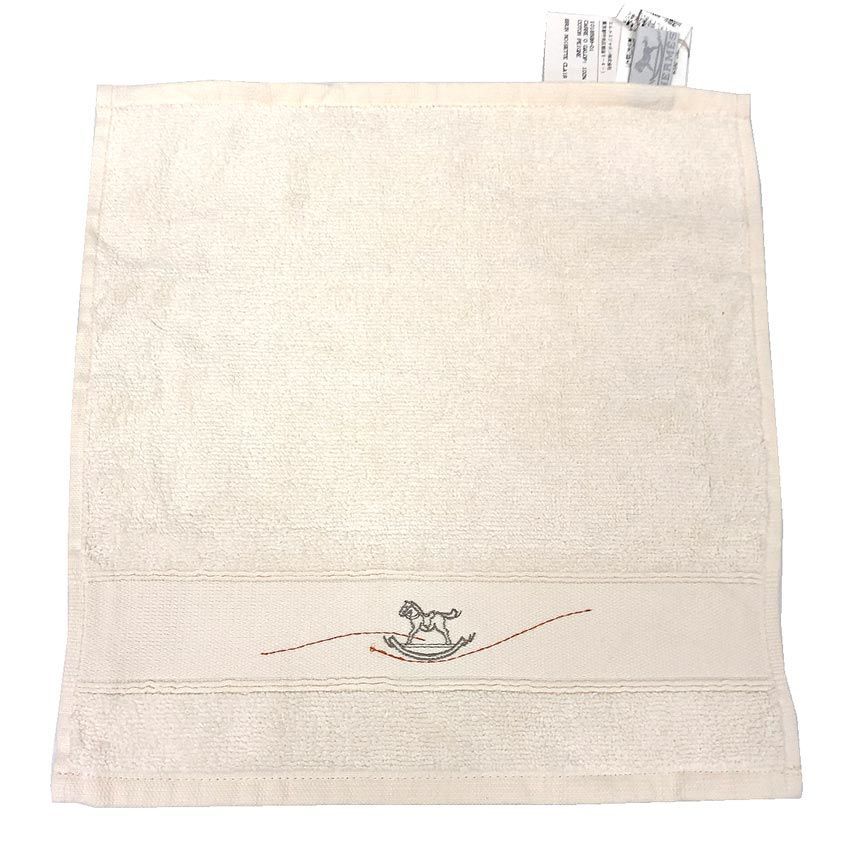 HERMES エルメス タオル ベビータオル CARRE O GALOP ハンドタオル 白 aq12248
