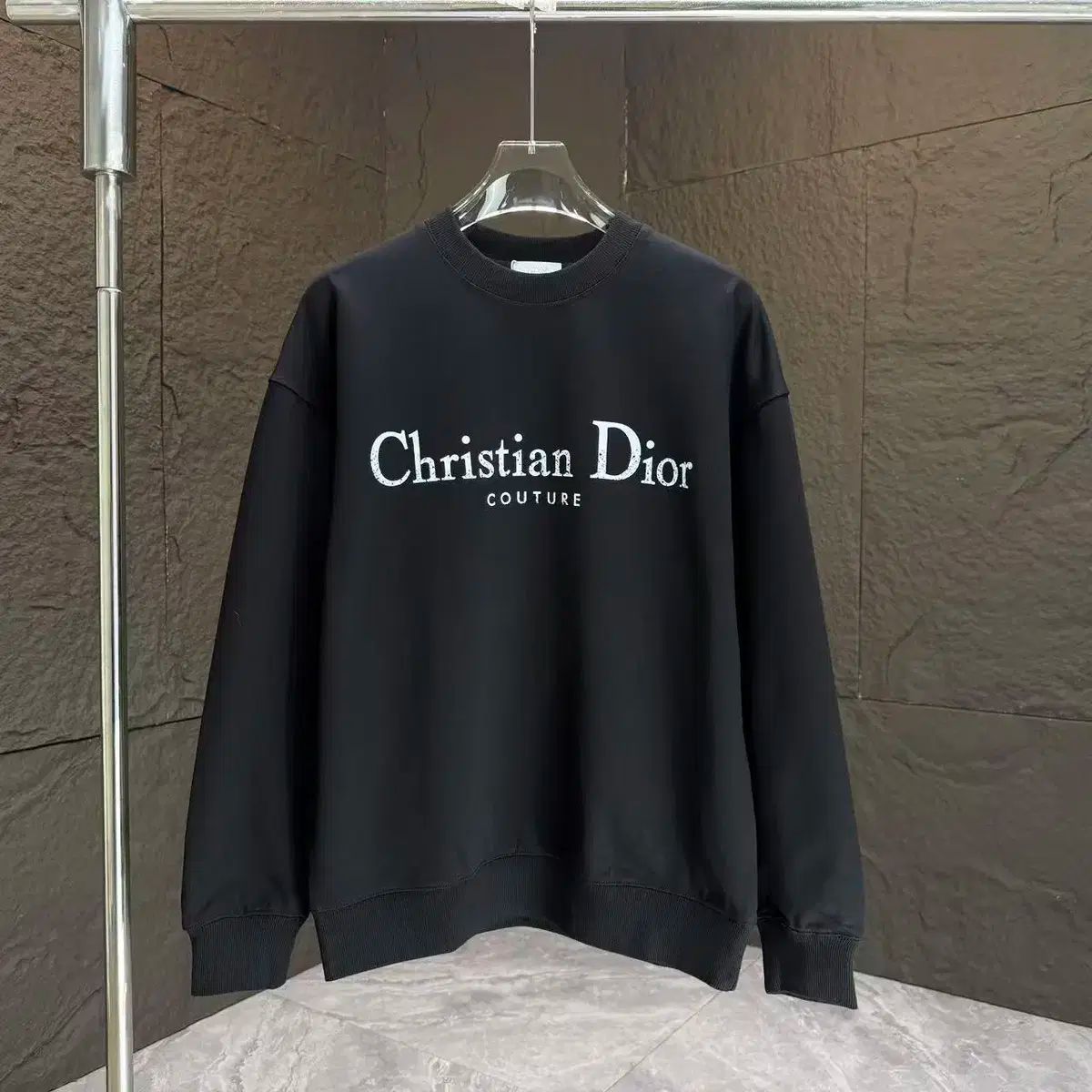 ディオール ユニセックス カジュアル ロゴ ブラック 長袖 スウェット