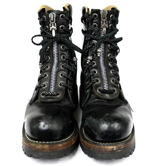 CHROME HEARTS 銀座店 クロムハーツ チペワ ファイヤーマン ブーツ レザー SV925 メンズ size 9 1 2D 黒 100975
