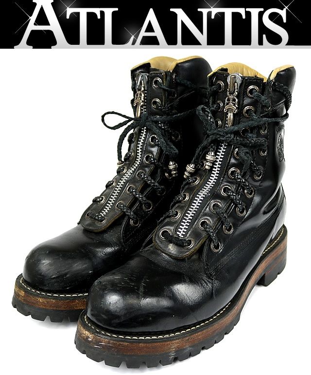 CHROME HEARTS 銀座店 クロムハーツ チペワ ファイヤーマン ブーツ レザー SV925 メンズ size 9 1 2D 黒 100975