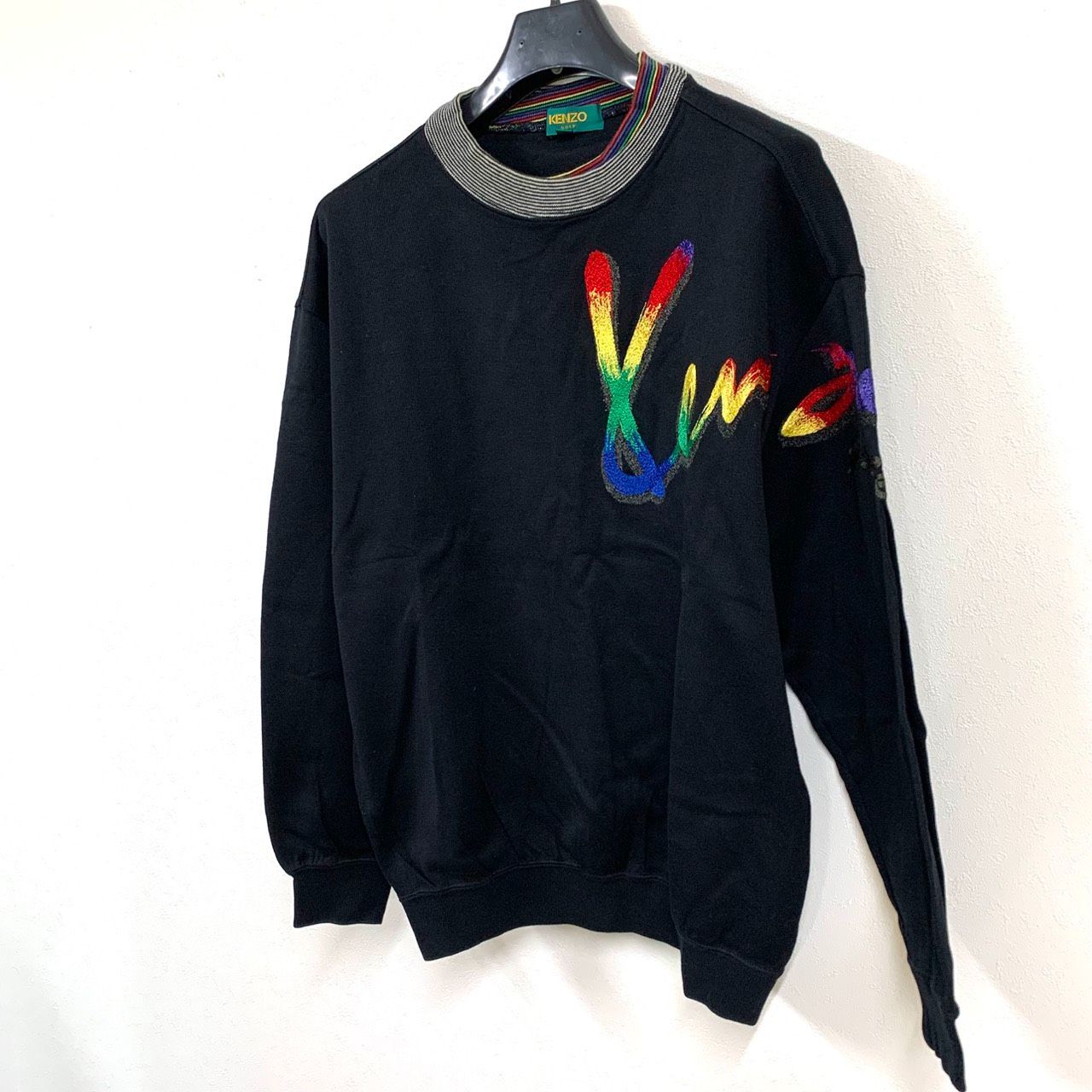 KENZO】ケンゾー /ロゴ刺繍モックネックスウェット/ブラック/3サイズ