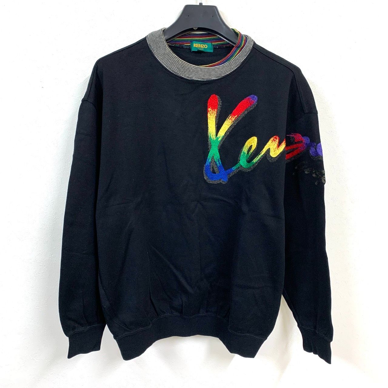 KENZO】ケンゾー /ロゴ刺繍モックネックスウェット/ブラック/3サイズ