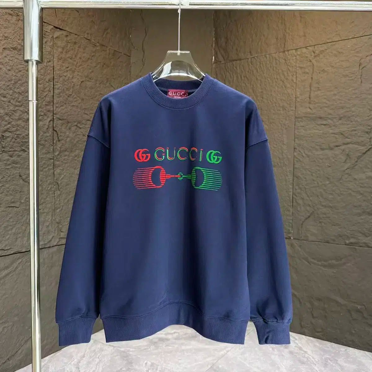 グッチ ユニセックス カジュアル ロゴ ブルー 長袖 スウェット