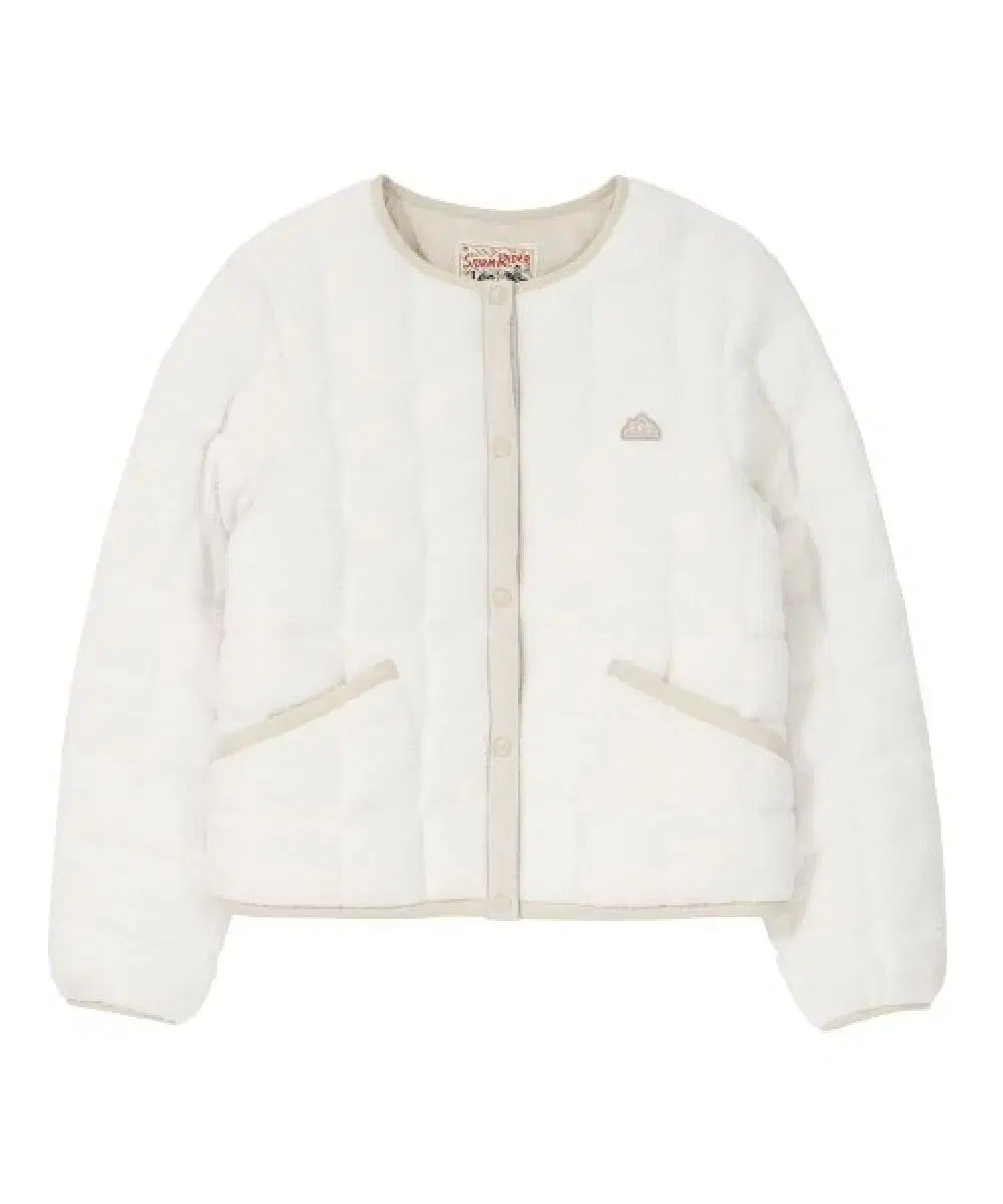 レディース クロップド キルティング フリース レス ジャケット アイボリー Ssize