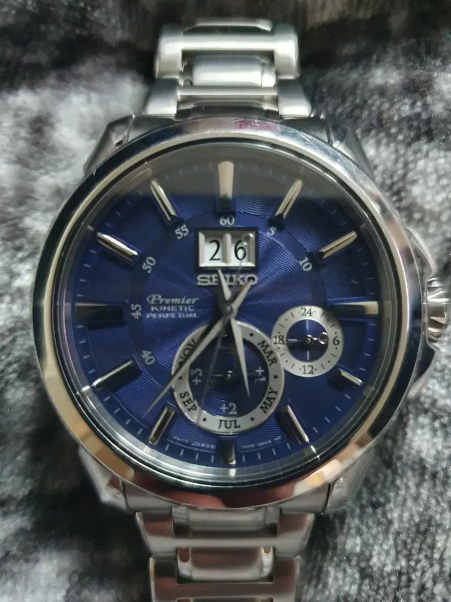 セイコー プレミア キネティック ブルー メタル 時計