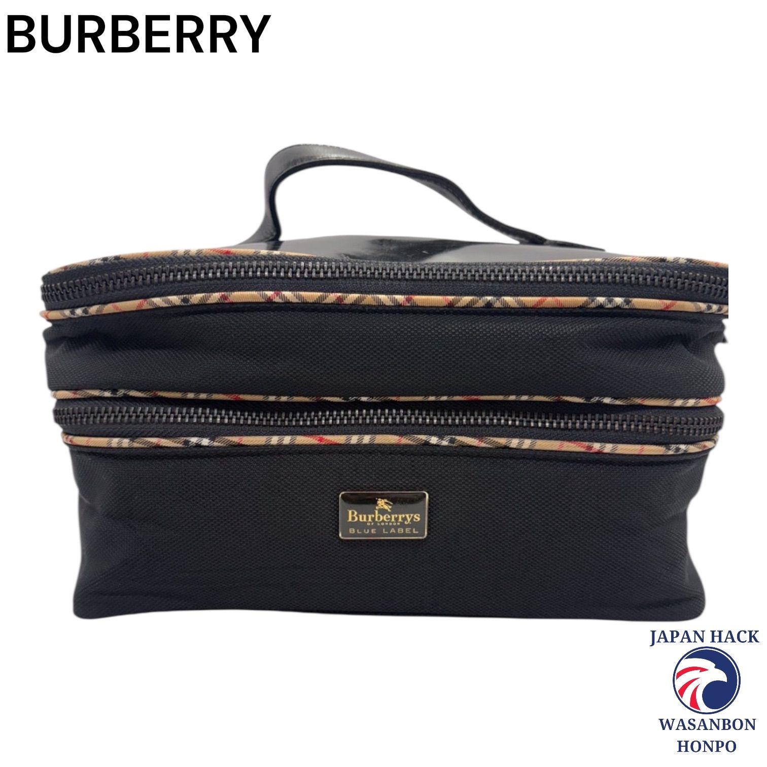 BURBERRY バーバリーブルーレーベル ノバチェック バニティ バッグ ポーチ 化粧バッグ ブラック