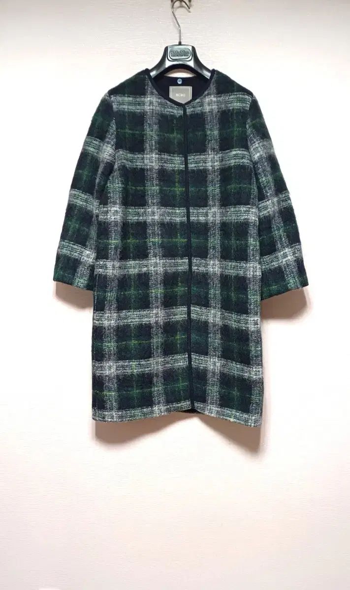 BCBG イタリア 手工芸生地 グリーン チェック ハーフ コート 55