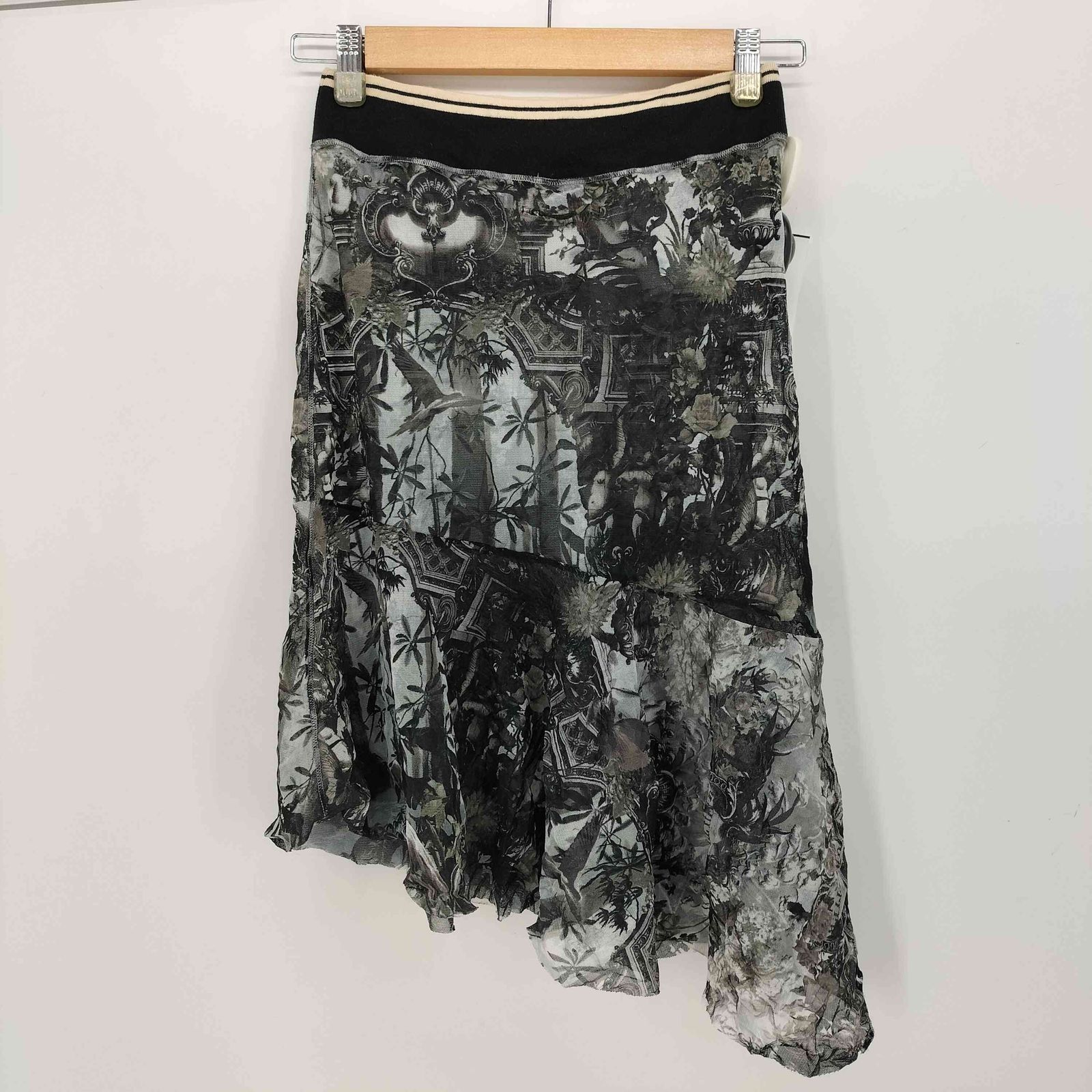 ジャンポールゴルチエフェム Jean Paul GAULTIER FEMME カオスフラワーデザイン パワーネット フリルスカート レディース 40