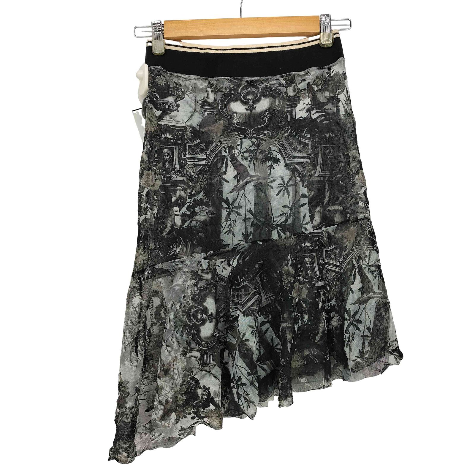 ジャンポールゴルチエフェム Jean Paul GAULTIER FEMME カオスフラワーデザイン パワーネット フリルスカート レディース 40