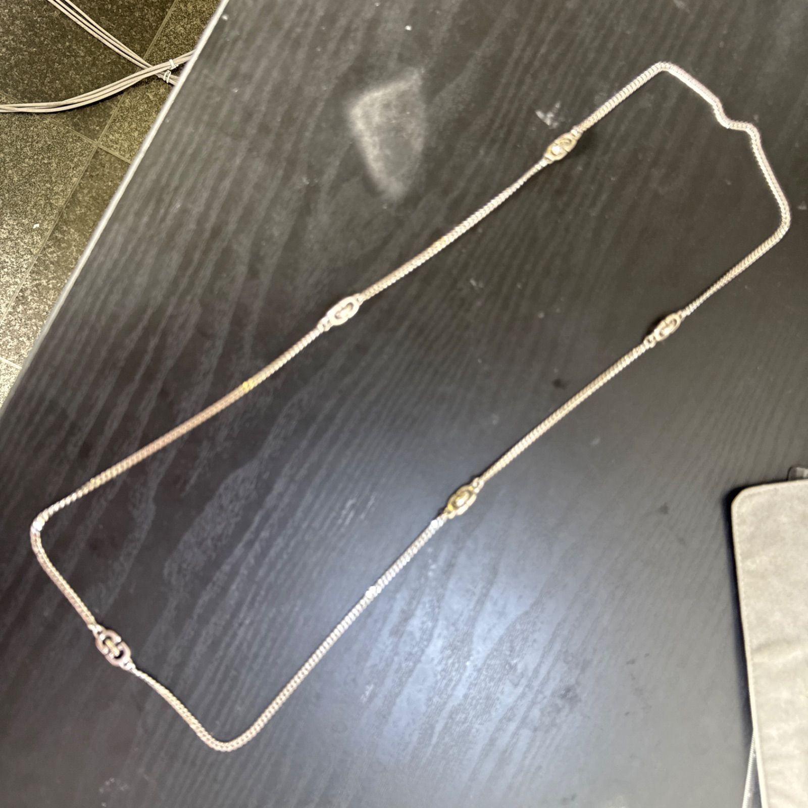 Christian Dior クリスチャンディオール CDロゴ ロング喜平チェーンネックレス シルバー ビンテージ