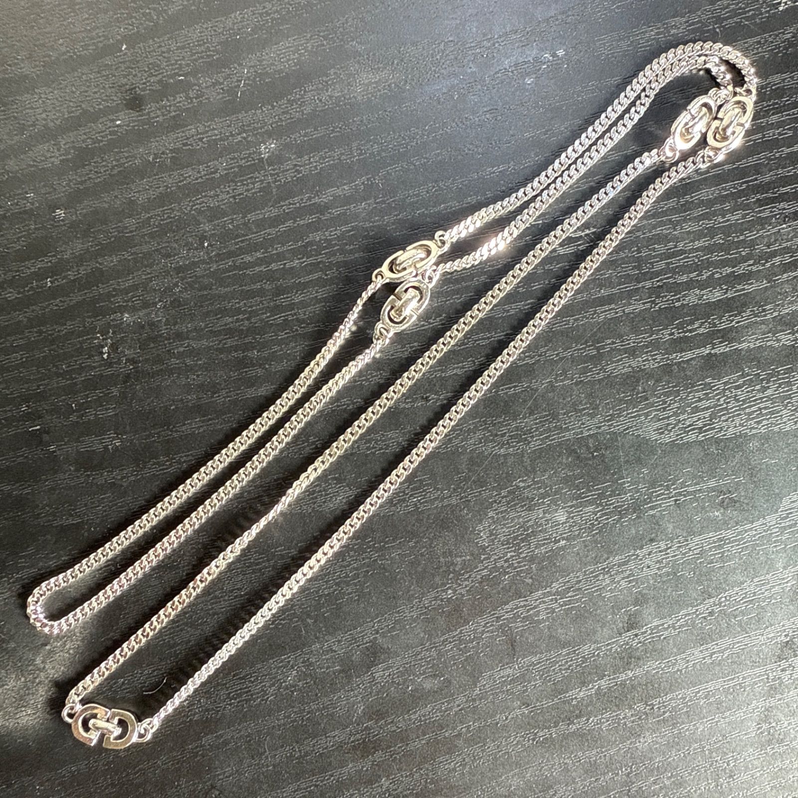 Christian Dior クリスチャンディオール CDロゴ ロング喜平チェーンネックレス シルバー ビンテージ