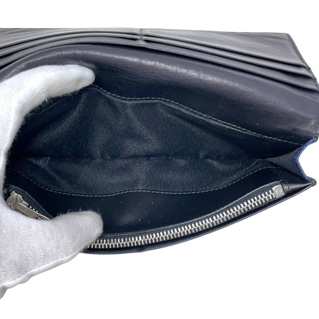  ロエベ 二つ折り 長財布 ネイビー リネン アナグラム 101.88.978 長財布 小物