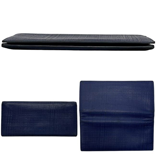 ロエベ 二つ折り 長財布 ネイビー リネン アナグラム 101.88.978