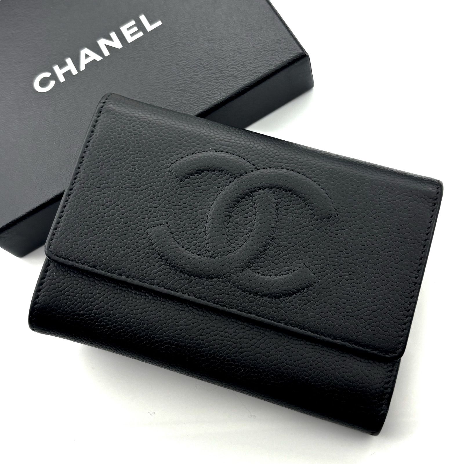超 シャネル ココステッチ デカココ キャビア 三つ折