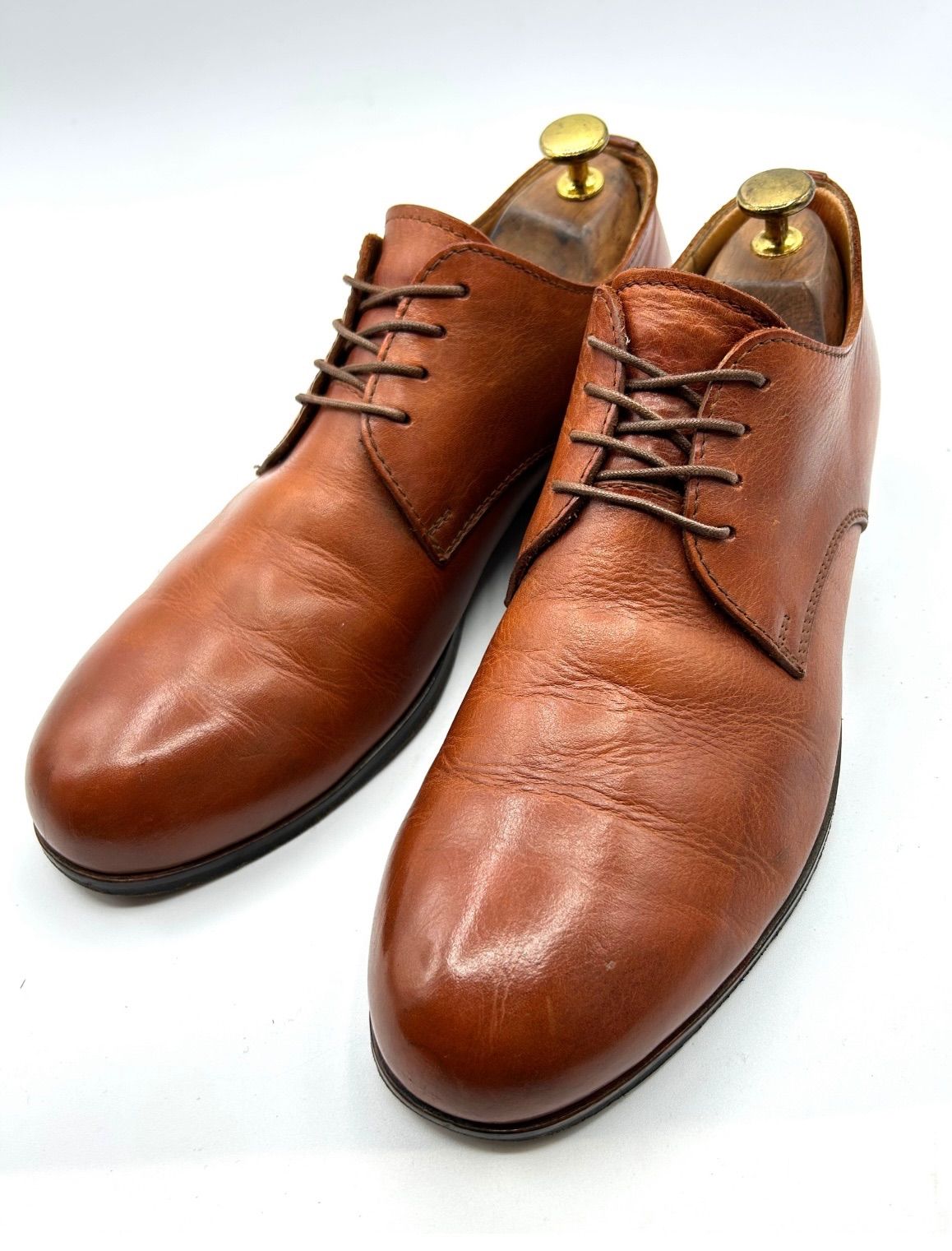 PADORONE パドローネ ダービープレーントゥシューズ キャメル - メルカリ