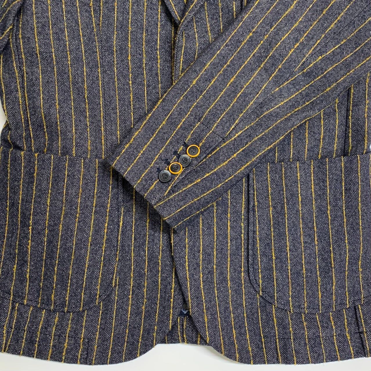 BOB ボブ テーラードジャケット 2Bシングル 総柄裏地 パイピング ネイビー BOB ボブ テーラードジャケット 2Bシングル 総柄裏地 パイピング ネイビー