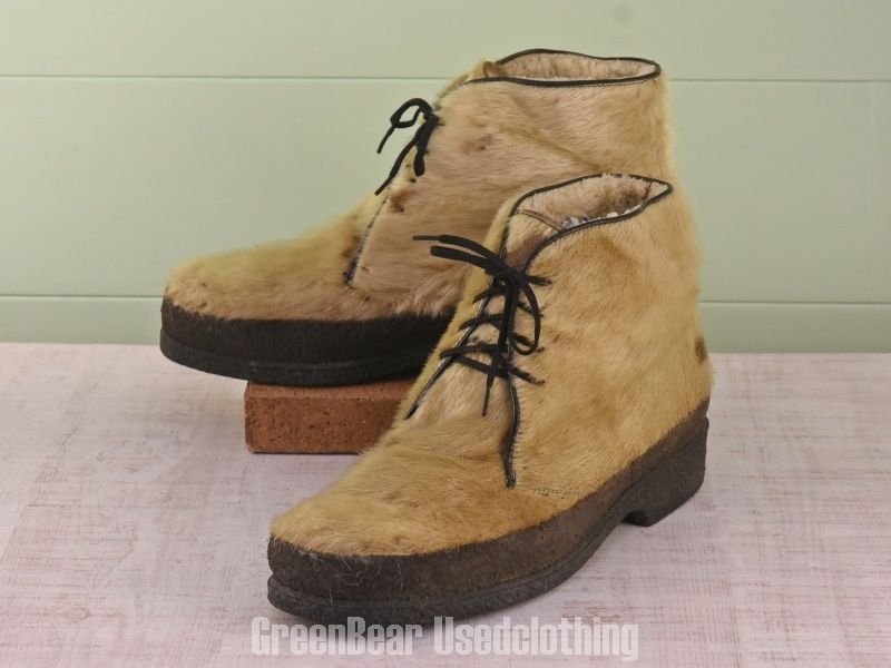 E006 メンズ エスキモーブーツ ビンテージ アザラシ毛 茶 26.5～27cmくらい