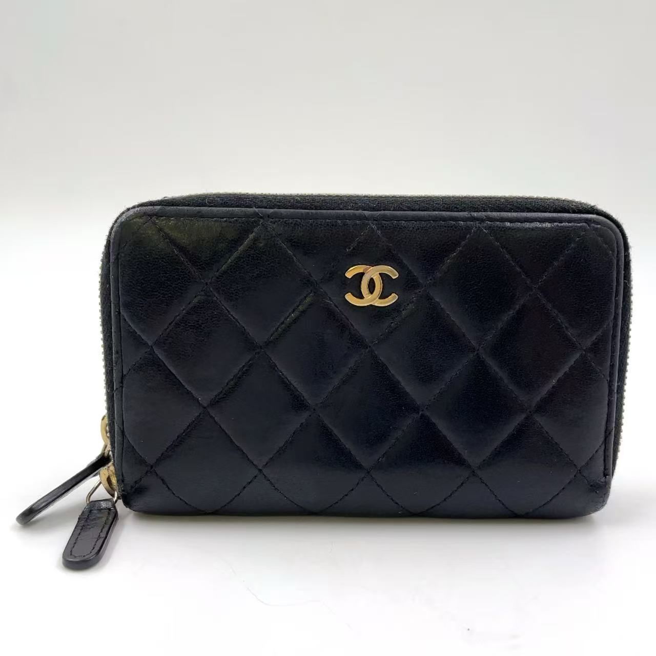 CHANEL マトラッセ ダブルジップウォレット シリアル番号20番台 ラムスキン ブラック 財布 ゴールド